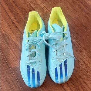 adidas Kids Light Blue and Neon Yellow Sneakers